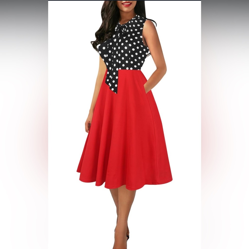 Polka Dot Black and Red Dress